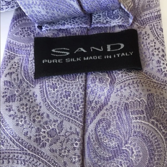 New Sand Men Neck Tie Purple Pure Silk Made In Italy Paisley - Picture 5 of 6